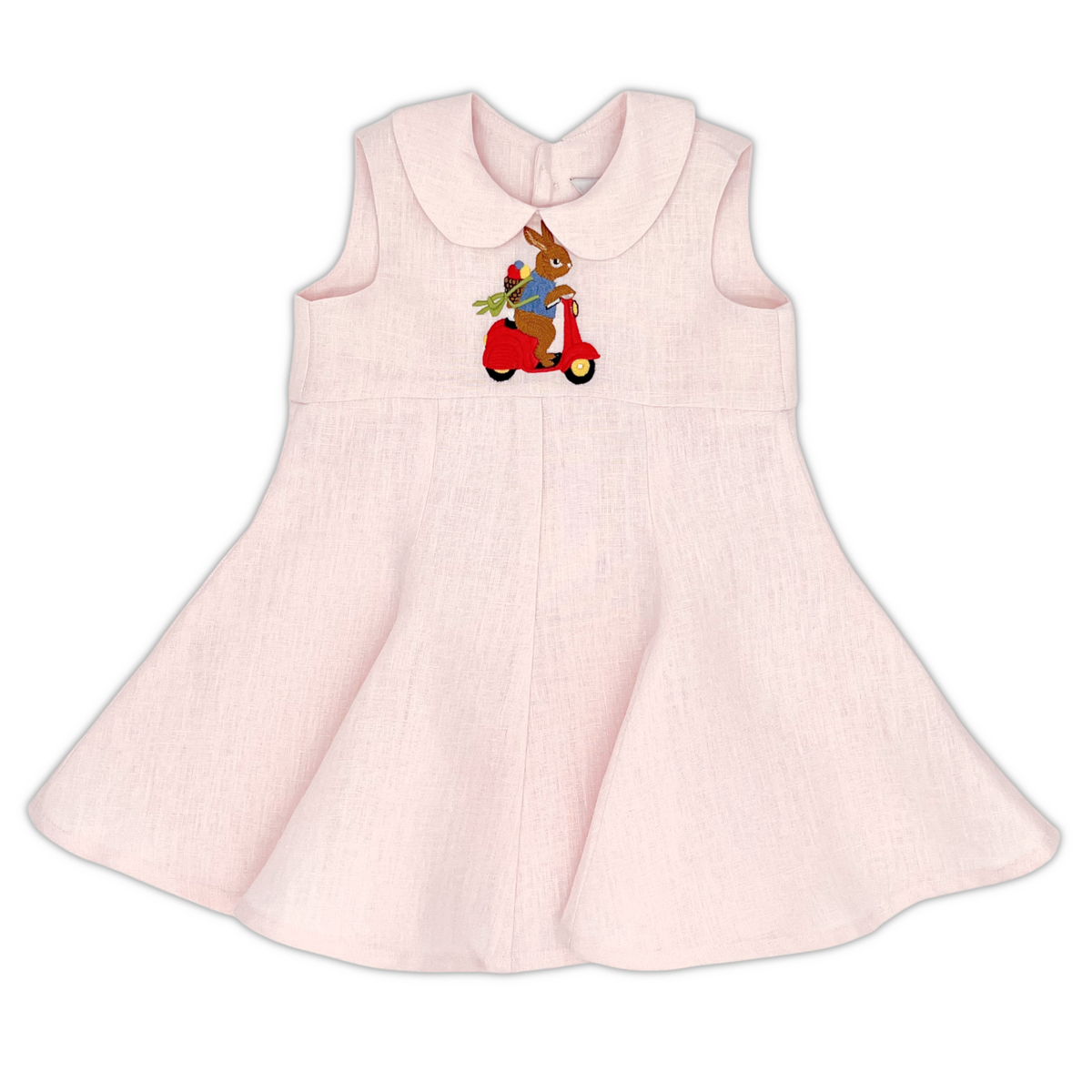 Blush Linen Scooter Bunny Dress