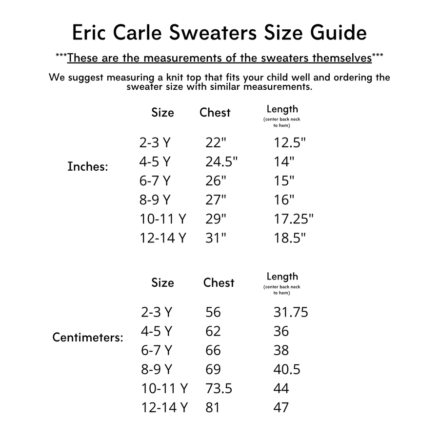 Eric Carle Sweaters Size Guide