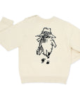 Back view of ivory knit sweater with Paddington Bear design