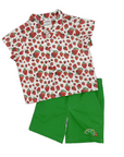 Very Hungry Caterpillar Shorts paired with Strawberry Shirt, featuring vibrant prints and embroidery.